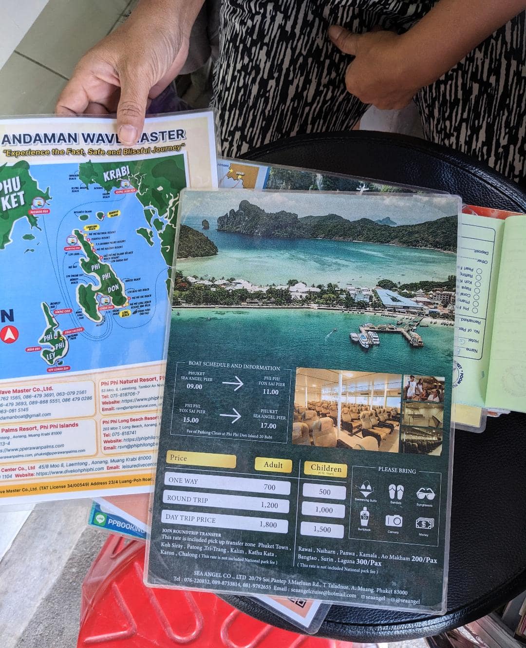 Mapka trasy z Phuketu na Ko Phi Phi. Pri mapke je aj cenník.