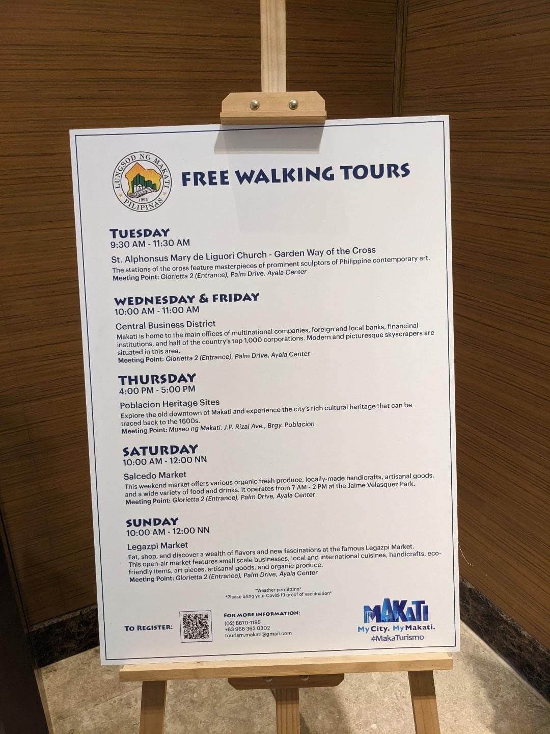 Rozpis walking tour v Makati.