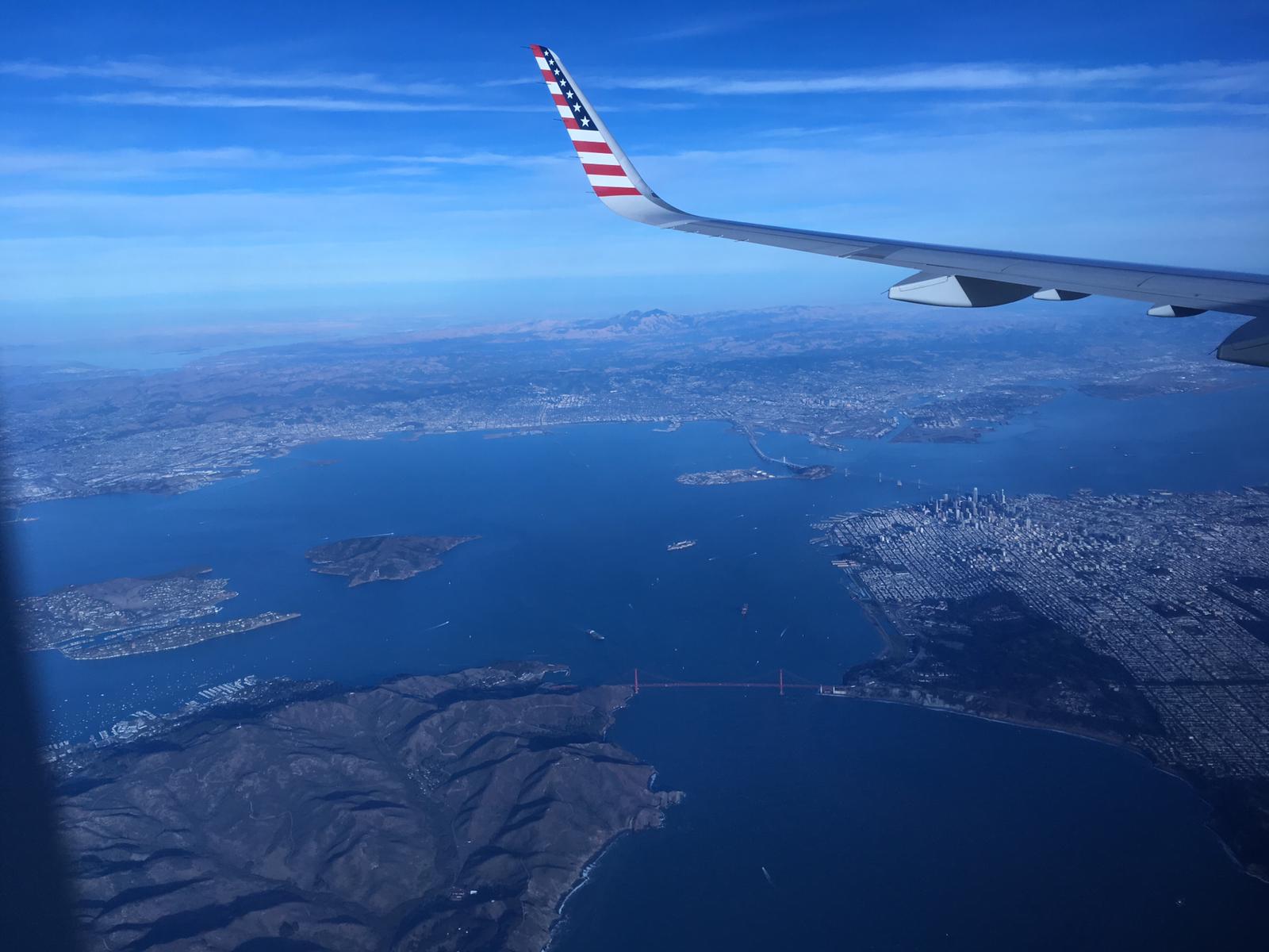 Pohľad na mesto San Francisco z lietadla.